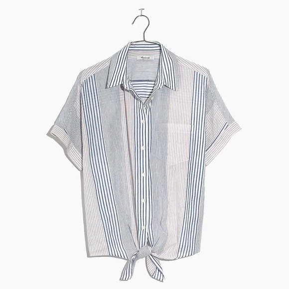 Madewell short sleeve tie front shirt - S - Picture 2 of 5